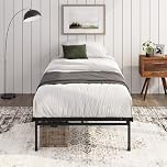 Zinus Justin 3ft Single Bed Frame (90 x 190 cm) - 14.2'' Height - Metal Bed Base with Steel Slat Support - Storage Space Underneath - Easy Assembly - Black