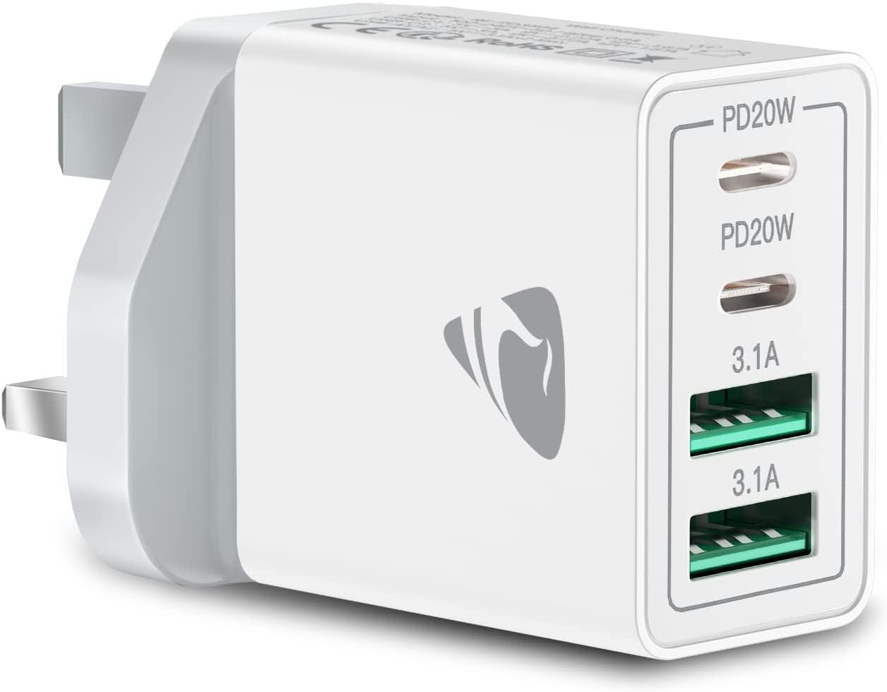 Aioneus USB C Charger, 40W 4-Port Type C Fast Charging with USB-C and USB-A, PD 3.0 USB C Adapter Plug Wall Charger for Samsung S23 S22 Ultra S10, iPhone 15 14 13 Pro Max XR, iPad, Google Pixel