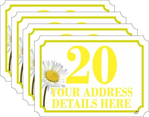 The Lazy Cow SET of 4 (A6 = 148MM X 105MM) DAISY FLOWER Personalised wheelie bin stickers (4 Pack) printed with your street, road or house name (A6)(new FLOWER DESIGN) (DAFFODIL)