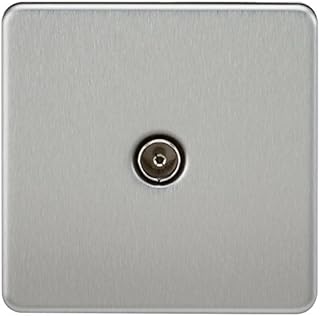 Knightsbridge SF0100BC (Non-Isolated) Screwless 1-Gang Tv Outlet, 20 W, 230 V, Brushed Chrome