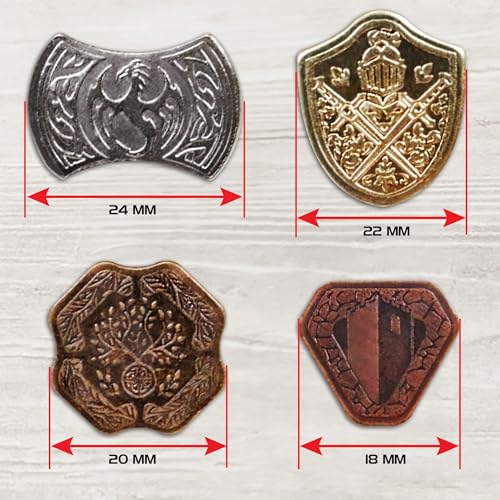 ENHANCE Tabletop-Schatz-Token-Set – 40 MTG-Token aus Metall (je 10 pro Design), verschiedene Acryl-Edelsteine (40+), Kordelzugbeutel – RPG-Zähler für MTG, DnD-Münzen und Tabletop-Spiele