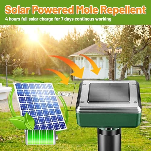 Outtkitywi RIV001 4 Packs Solar Mole Repellent Sonic Gopher Repellent Vole Chaser Mole Deterrent Sonic Spikes Rodent Repellent Ultrasonic Pest Control Outdoor Keep Moles Out Of Yard Lawn thumb #1