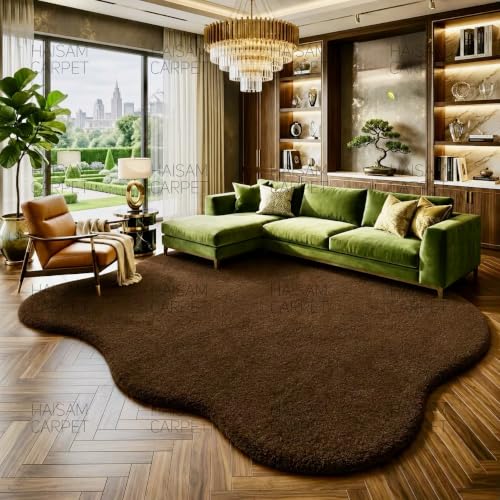 Image of Modern Shape Shaggy Rug | Super Soft Microfiber Area Carpet for Living Room, Bedroom Designer Cloud Shape Size 3x5 Feet.