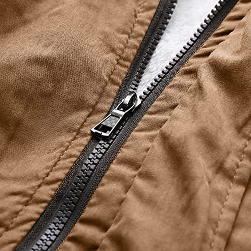 IHGWE Lange winterjas voor heren, met capuchon, blauw, zwart, winter, grijs, functionele mantel, extreem warme teddyvoering, bontcapuchon, voordelige lange gewatteerde jas - Image 7