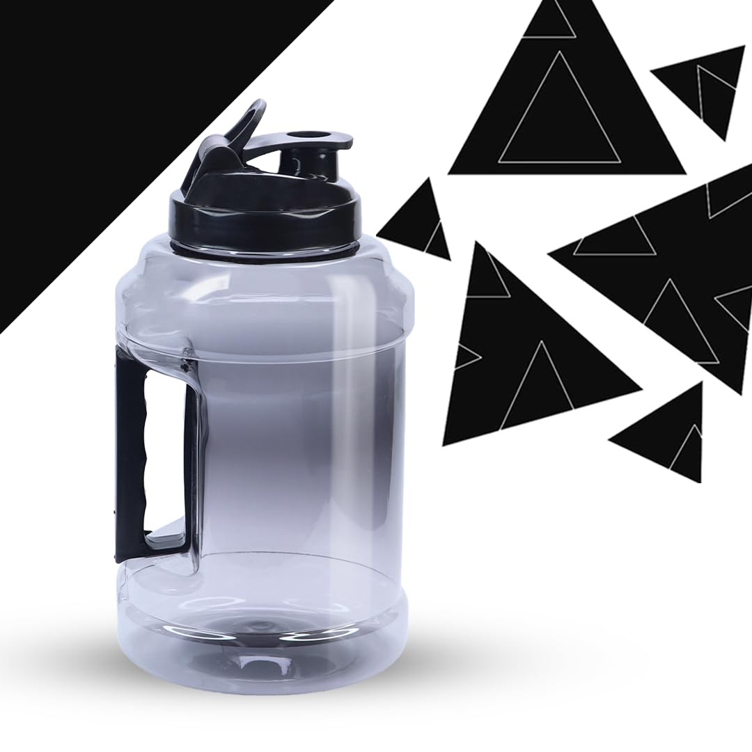 Attro Jumbo Gym 3 Liter Water Bottle Comes With Easy to Carry Grip Handle BPA Free, Food Grade Ideal for Jym Workout, Sports, School & Office- Grey-image-4