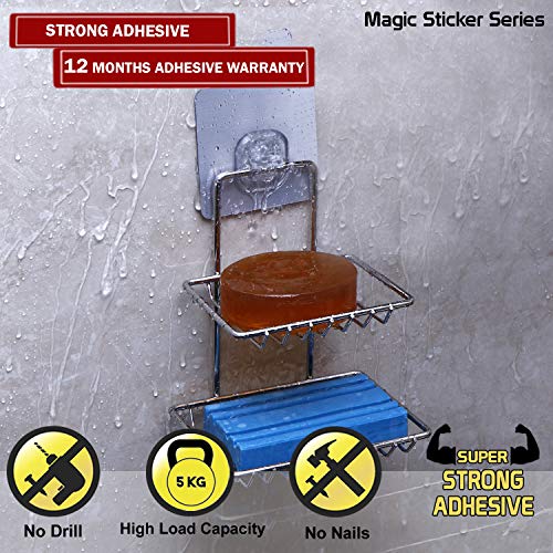 Image of HOKIPO Magic Sticker Series Self Adhesive Stainless Steel Double Soap Stand (AR-3158)