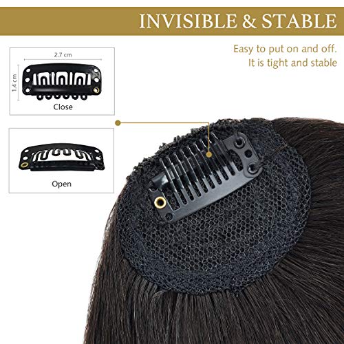 EFA2Z Prendedor de cabelo com franja, extensões de cabelo humano com franja, franja com têmporas par