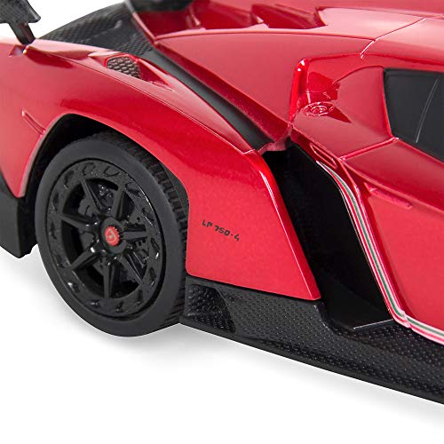Best Choice Products 1:24 Scale Kids Licensed Rc Lamborghini Veneno Car, Head And Taillights, Red #TOP4