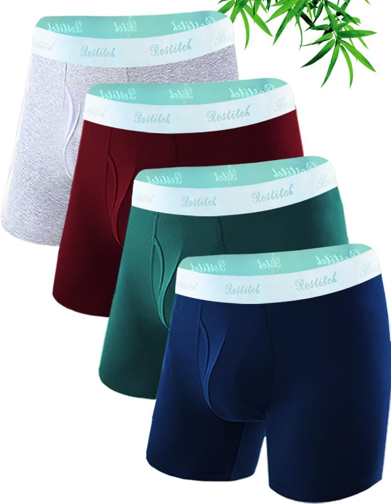 Mens underwear Upgrade bamboo boxer briefs Breathable,cool dry Soft with Fly,Super elasticity,Multipack