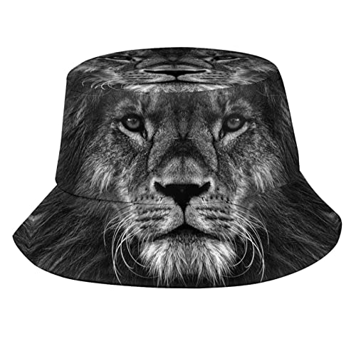 Cool Lion Pattern Bucket Hats Fashion Sun Cap Packable Outdoor Fisherman Hat for Women and Men