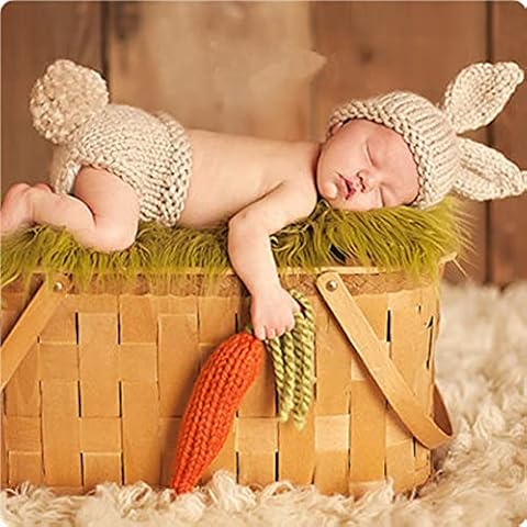 Baby Fotografie Kostüm Requisiten, Häkelarbeit Stricken Rabbit Caps Hosen Foto Kostüm Prop Outfit Cover