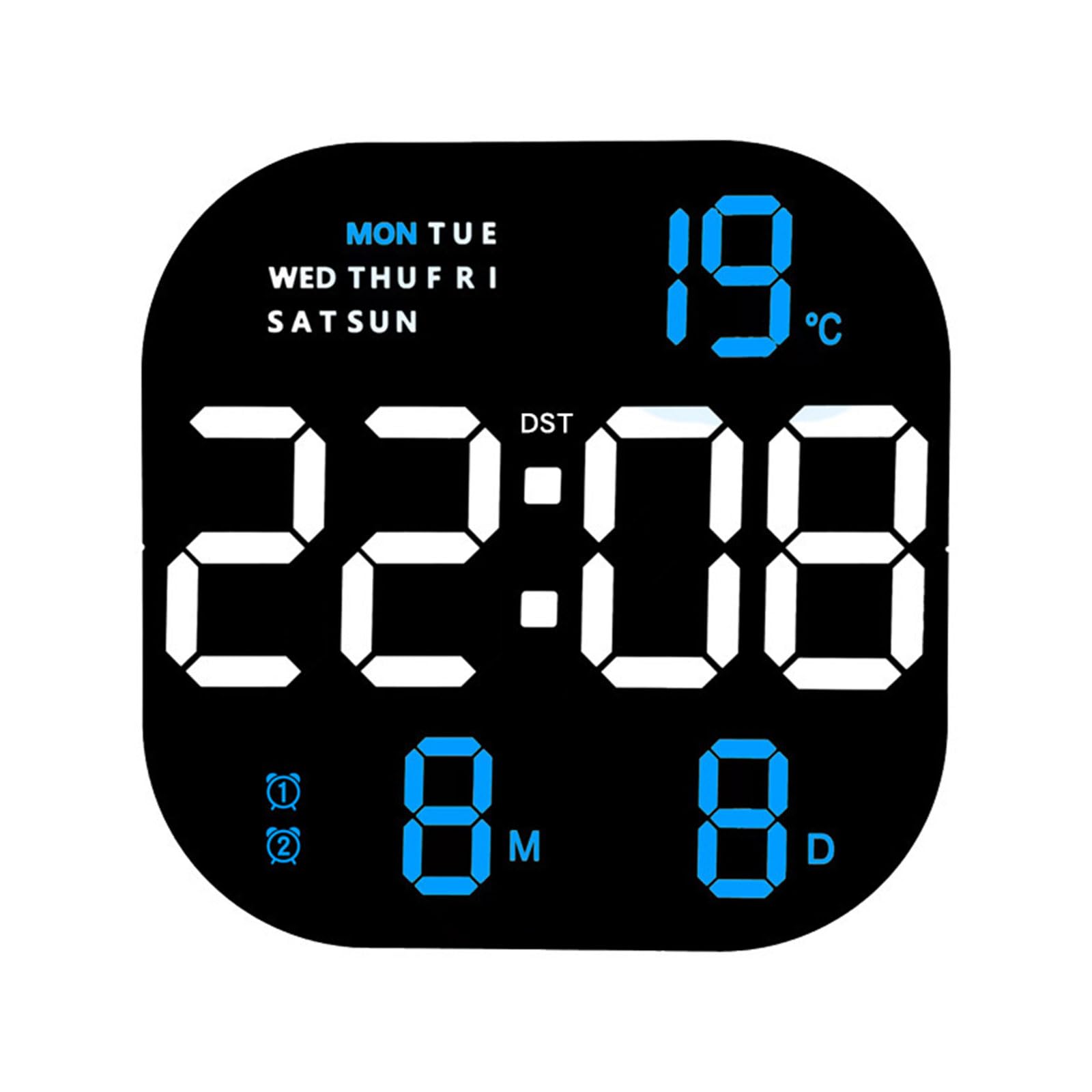 Jazuaiao Large Digital Wall Clock Remote Control Temp Date Week Display Timer Countdown Table Clock Wall-mounted Alarms LED Digital