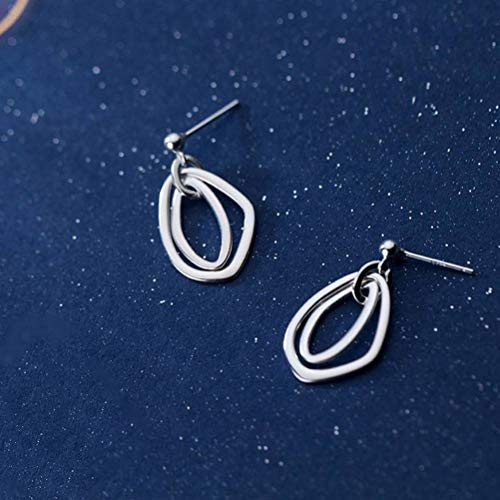 Boucles d'oreilles style coréen pour femmes au cercle asymétrique épuré - 2