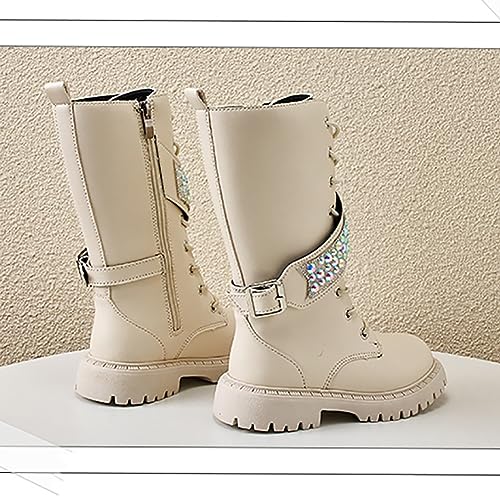 Girls Winter Leather Zipper Knee High Sparkle Rhinestone Riding Boots4