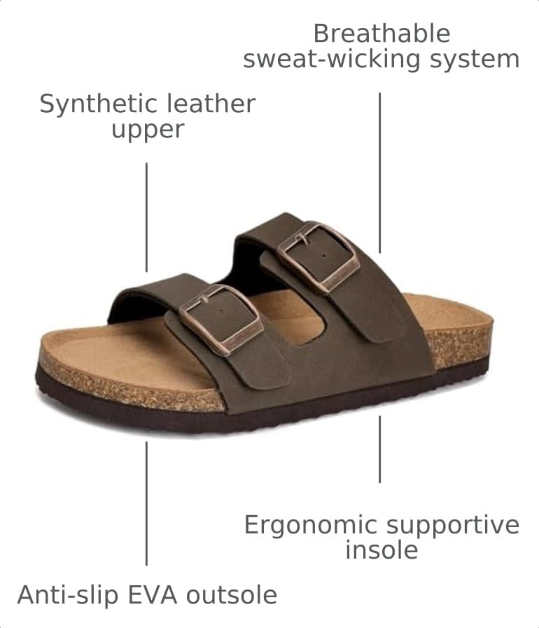 Image of Torotto Kids Sandals Boys Girls Slide Summer Non-slip Cork Glitter Toddler Slippers with Adjustable Straps for Indoor & Outdoor