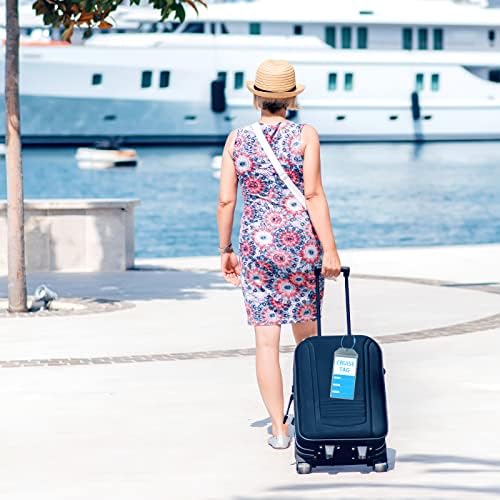 10 Pack Cruise Luggage Tag Holder, Waterproof Luggage Label Holders, Clear Cruise Luggage Tags with Zip Seal & Steel Loops, Cruise Accessories for Travel Vacation