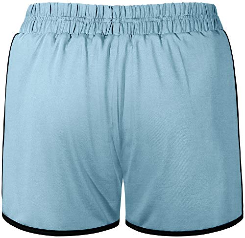 Fulbelle Womens Workout Shorts,Teen Girls Running Athletic Gym Yoga Shorts Comfy Color Block Summer Quick Dry Lounge Mesh Shorts with Pockets Light Blue Small