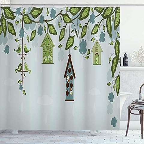 Ambesonne Birds Floral Tree Shower Curtain Cover