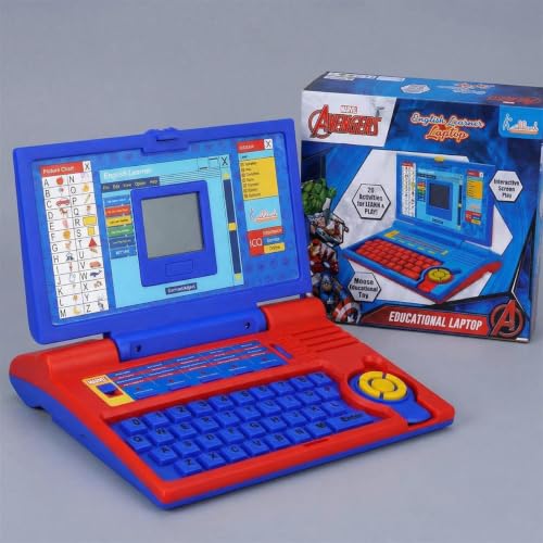 Image of Avengers Educational Laptop for Kids, 20 Learning Activities for 3+ Year Old Boys, Interactive Toy for Alphabet, Numbers, Math, Music & Logic, Memory Skill Development, Birthday Gift - Red