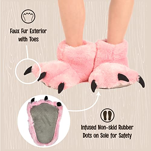 Lazy One Animal Paw Slippers for Kids and Adults, Fun Costume for Kids, Cozy Furry Slippers (Pink, X-Large)