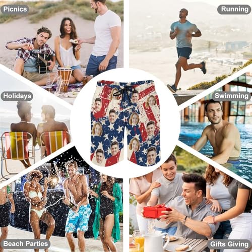 Custom Face Matching Swimsuits for Couples Personalized Bathing Suits& Men's Swim Trunks Beach Shorts with Face4
