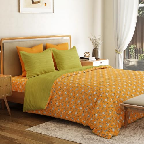 Image of Mytrident Bedsheet for Double Bed Queen Size |90 Inches x 100 Inches | Petal Pop Yellow
