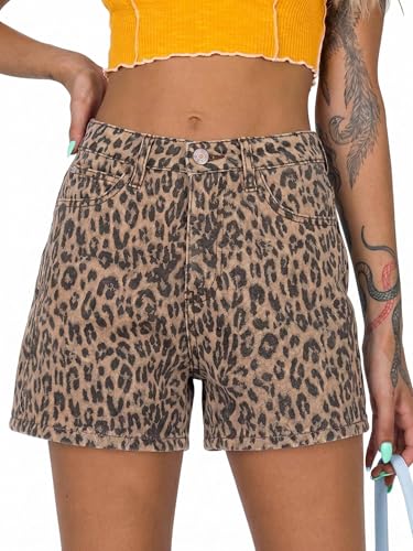 Image of onlypuff Women Denim Shorts Ripped Mid Waisted Jean Shorts with Pockets