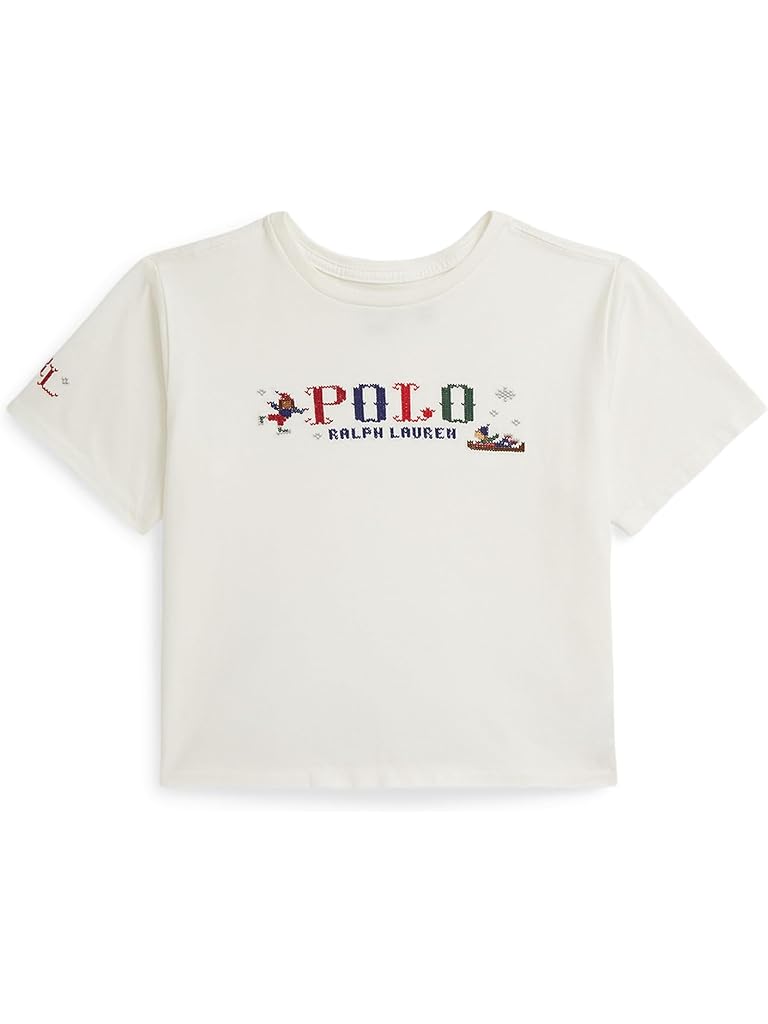 White Polo Ralph Lauren Logo Cotton Jersey Boxy Tee (Big Kid)