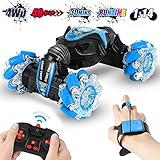 Gesture Sensing RC Stunt Car for Boys with Light & Music, 4WD Off Road Vehicle Truck, Double Sided 360° Rotating 2.4GHz Remote Control Car Toy for Kids Age 6+, Birthday Gift Blue