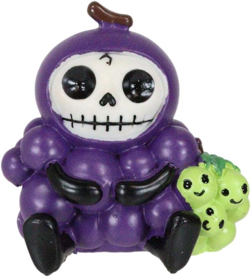 Ebros Gift Furry Bones Fruity Purple and Green Uvas Ramo Esqueleto Figura Coleccionable Esqueletos Esqueletos Monstruo Halloween Osario Macabra