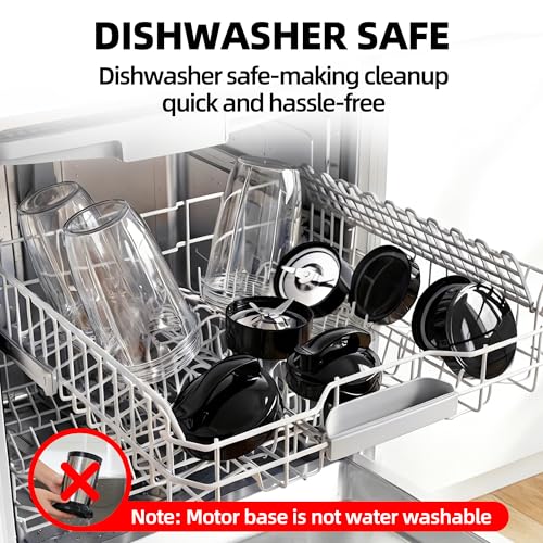 Personal Blender for Smoothies and Shakes, 2-in-1 Bullet Grinder with 24oz To-Go &10oz Cup Portable Ice Crushing Mini, BPA-Free&Dishwasher Safe, Protein Shake Maker,Silver - Image 5