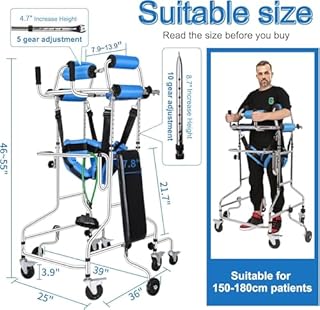 Adult Standing Walker for Seniors, Hemiplegia hemi Walker Lower Limb Training, Upgraded Double Pads, 8 Wheels Anti-tilt, Suitable for People 58-71 in, withstands 220 lbs