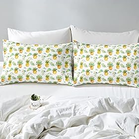 Pineapple Bed Sheet Set Queen Size Tropical Fruit Print Fitted Sheet for Kids Boys Girls Decor Fresh Pineapple Pattern Bedding Set Microfiber Leaf Bed Cover Deep Pocket Green Bed Set 519F8rIvvEL. SS280