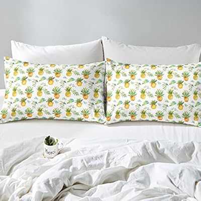 Pineapple Bed Sheet Set Queen Size Tropical Fruit Print Fitted Sheet for Kids Boys Girls Decor Fresh Pineapple Pattern Bedding Set Microfiber Leaf Bed Cover Deep Pocket Green Bed Set 519F8rIvvEL. SS400