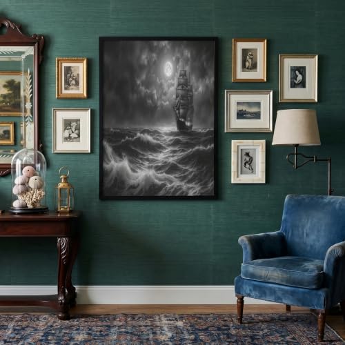 Voilier en pleine tempête tableau affiche et decoration murale salon en toile 80x120cm