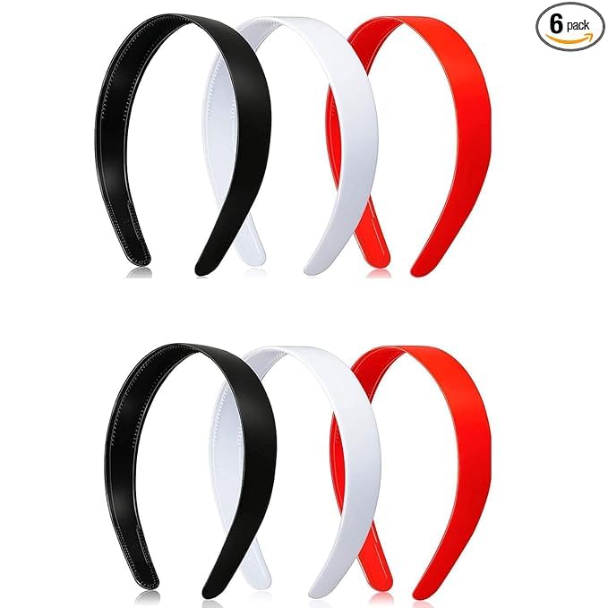 Image of Diversa Solid Plastic Headbands for Girls & Women, Hairband for School, Everyday Use Plain Broad Headband, 1 Inch Headband with Teeth, Pack of 6 (MULTICOLOUR PK6)