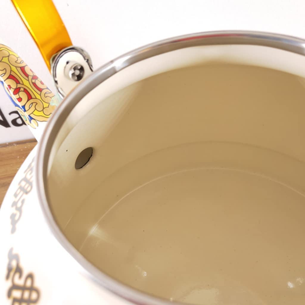 4.2L Ceramic Enamel Stovetop Tea Kettle - Vintage White Horse Design, Heat-Resistant Ceramic Handle, For All Stovetops