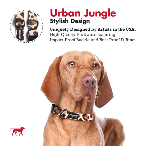 Image of Tuff Pupper Premium Adjustable Dog Collar, Stylish Pattern Collars Designed in USA, Quick Release Buckle, Urban Jungle Small (0.7 Inch Wide x 8-12 Inch Neck)