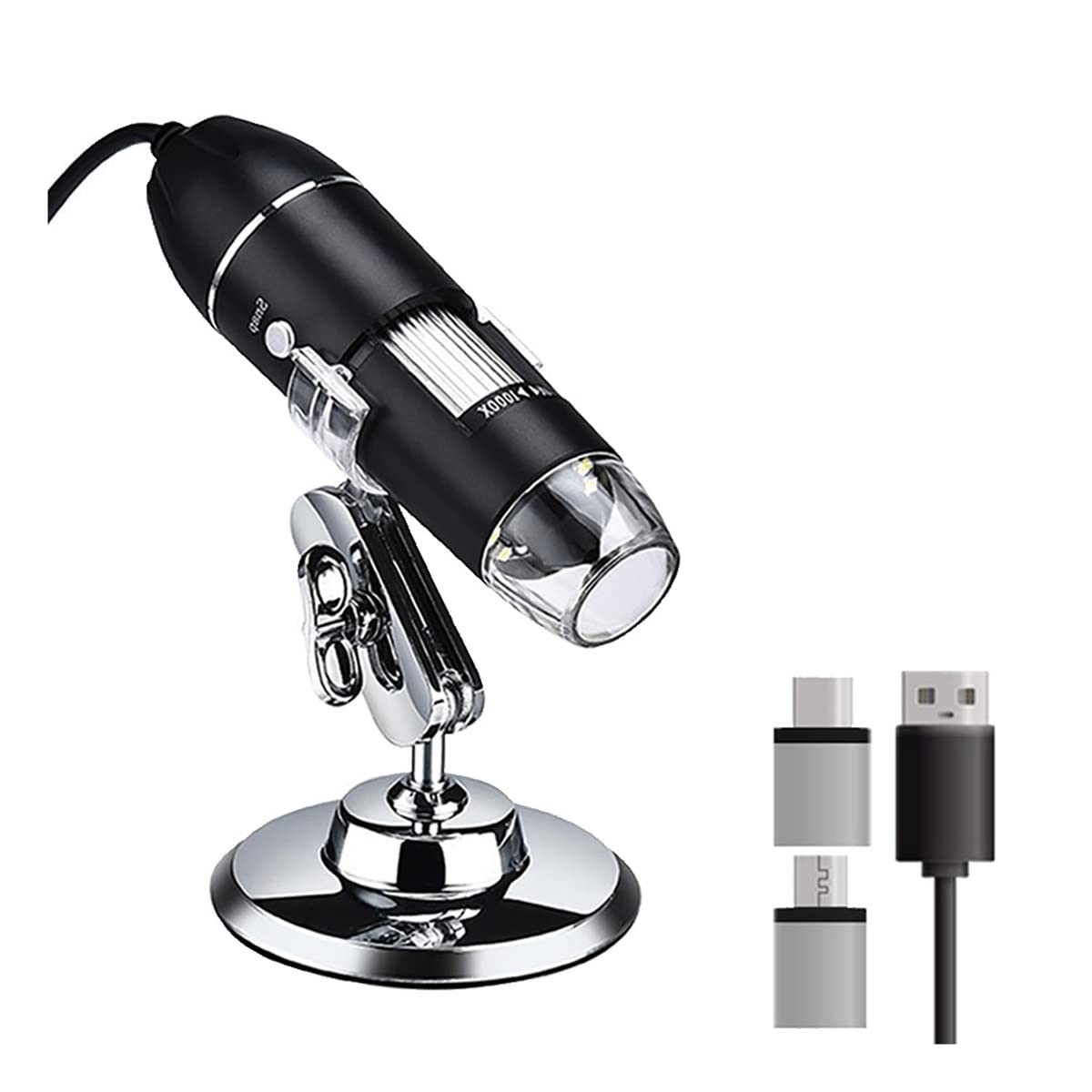 asdchZen Microscope Accessories Kit Slide Preparation Camer 1600X Digital Microscope For Electronics 3 In 1 Type-C Usb Led Magnifier Microscope Accessories