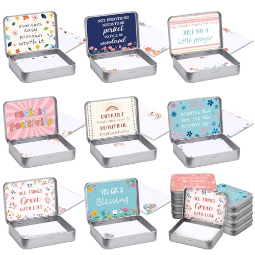 Boîte de prière lot de 9 boîtes métalliques chrétiennes avec stickers et cartes de dévotion