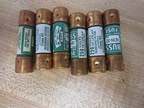 Fusible NON-30 Bussmann 30A cartouche cylindrique américaine lot de 6 pour tableau