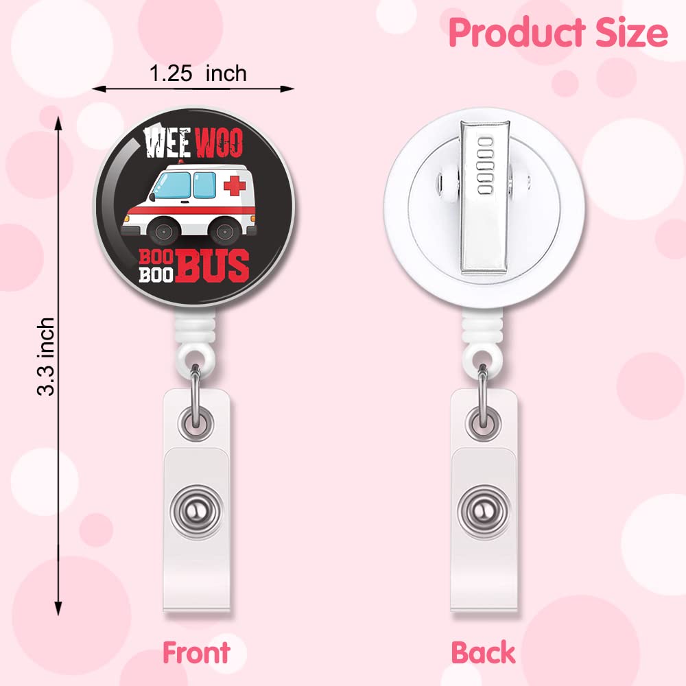 Porta Badge Retrattile Con Clip – Wee Woo Boo Boo Bus, Per EMT E Personale Sanitario, Regalo