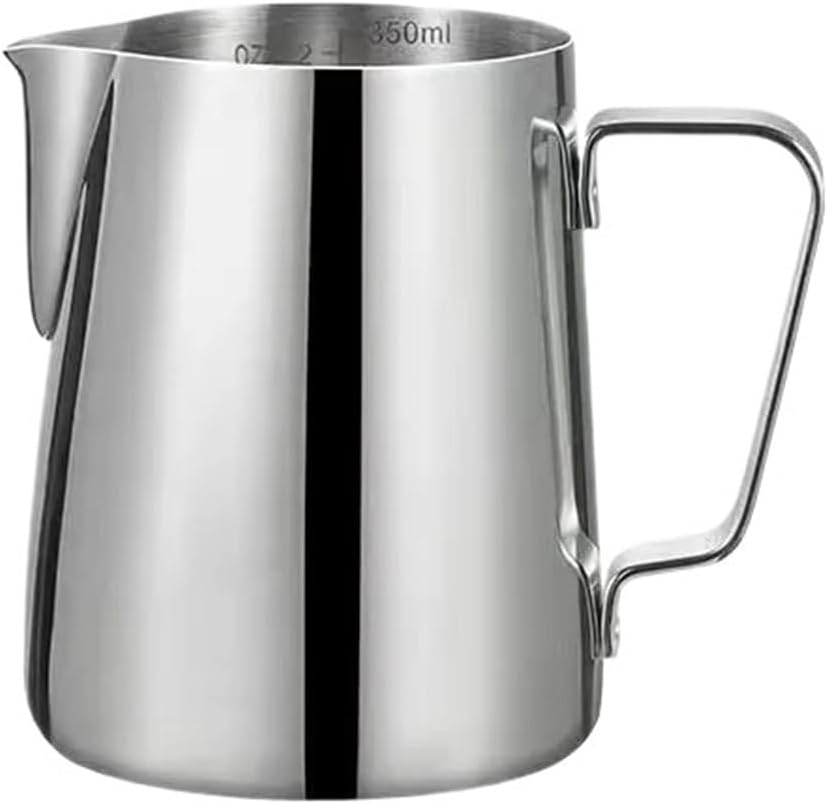 350/600ML Coffee Milk Frothing Pitcher Jug 304 Stainless Steel Precise Scale Latte Barista Professional CafeUtensil(350ML Silver)