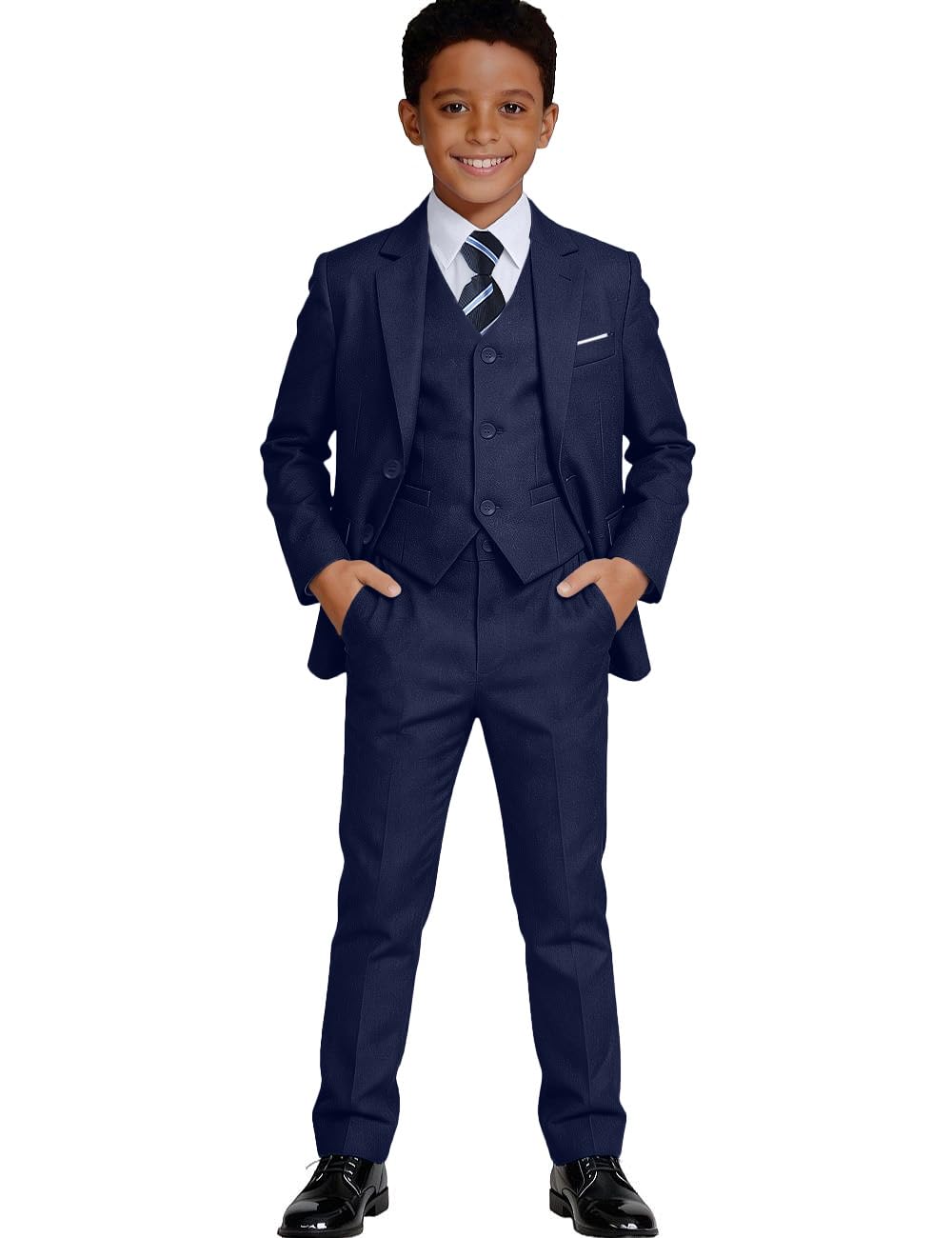 Visaccy Boys Formal Suit Slim Fit Tuxedo Suits for Kids Ring Bearer Outfit