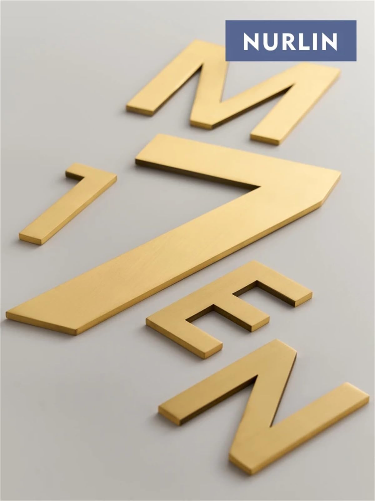 Numeros Adhesivos Números de dirección lujo latón Nurlin, letras mayúsculas y minúsculas, diseño moderno, artesanía primera calidad(R,152mm 6inch)