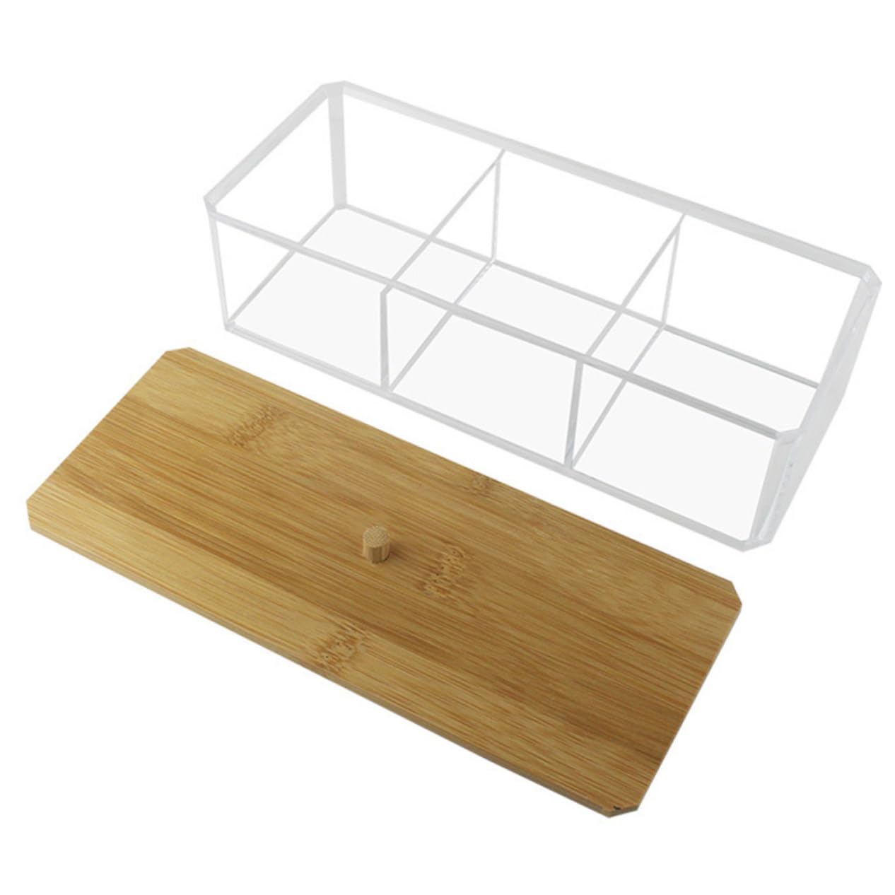 ABOOFAN Compartment Organizer Cotton Pads Holder Cotton Ball Dispenser Cotton Ball Holder Cotton Pads Organizer Cotton Tip Holder Bamboo Bathroom Acrylic Sponge Cosmetic Box