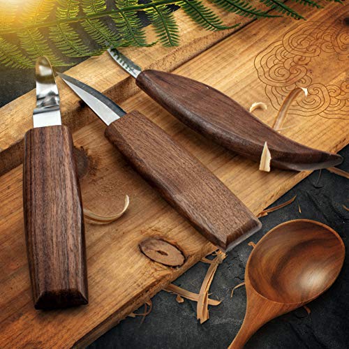 Wood Carving Tools,Woodworking,Wood Carving Kit,include Wood Carving Knife,Hook Knife,Whittling Knife, Detail Knife,Knife Sharpener,Whittling Kit - Wood Carving Set - Carving Tools Woodworking (Black)