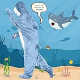 Ambitelligence Shark Blanket Hoodie Onesie for Adults and Kids, Cozy Flannel Wearable Shark Blanket Costume Sleeping Bag Grey - Image 2