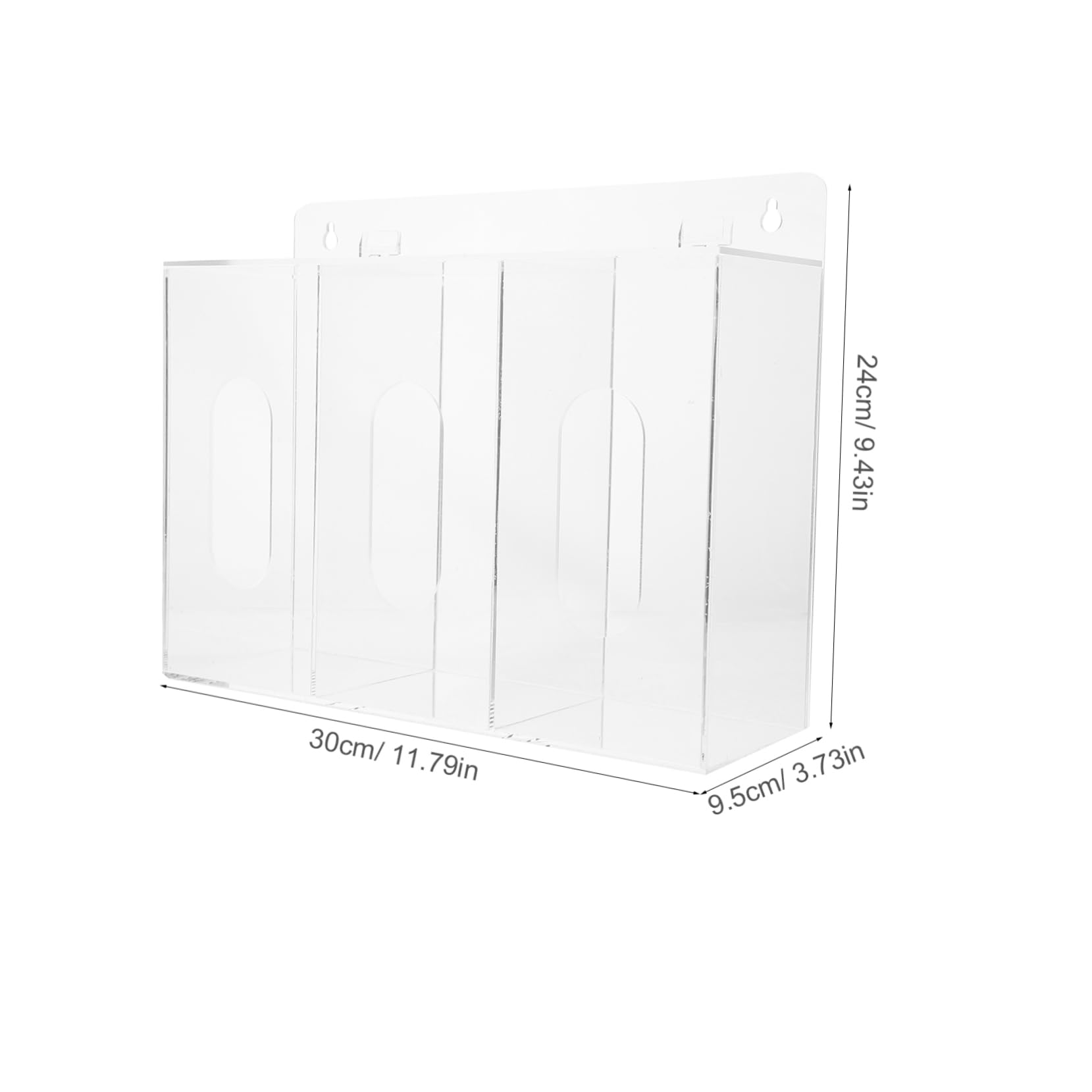 Gatuida Dispenser Guanti da Parete in Acrilico 3 Scomparti Resistente per Laboratorio Porta Maschere e Guanti Organizer Trasparente