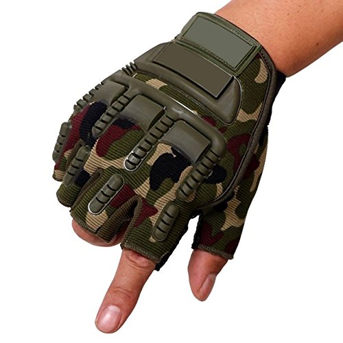 camouflage, L : Men Fighting Combat Half Finger Gloves Anti-slip Outdoor Sport Gloves High Quality 4 Colors Military Tactical Gloves